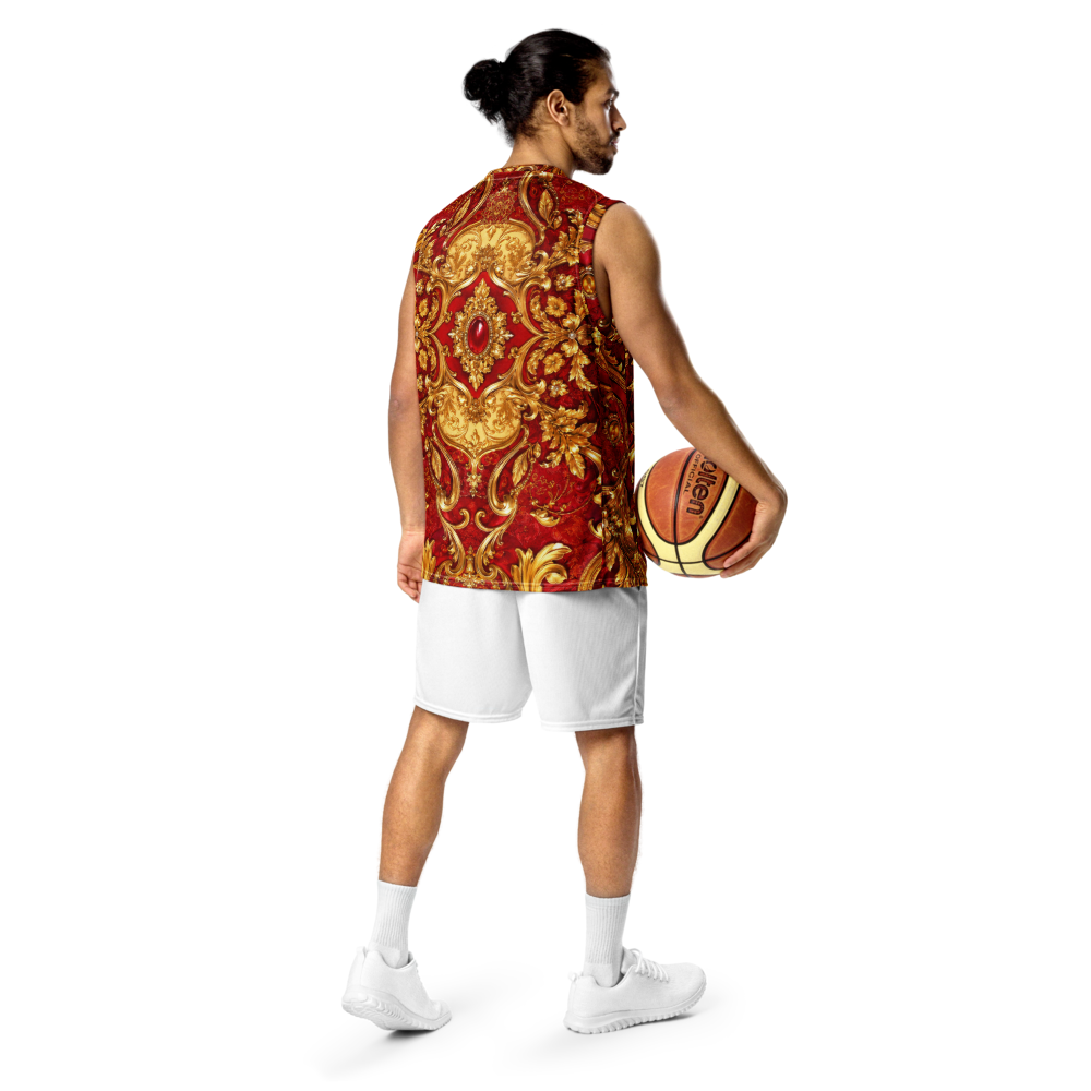 Visiani Royal Ruby Gold Recycled Unisex Basketball Jersey