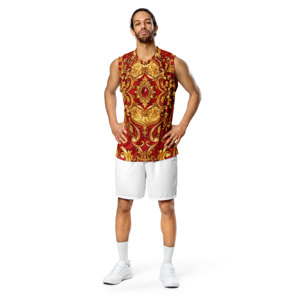Visiani Royal Ruby Gold Recycled Unisex Basketball Jersey