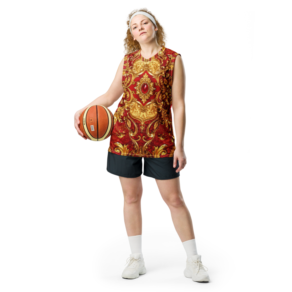 Visiani Royal Ruby Gold Recycled Unisex Basketball Jersey